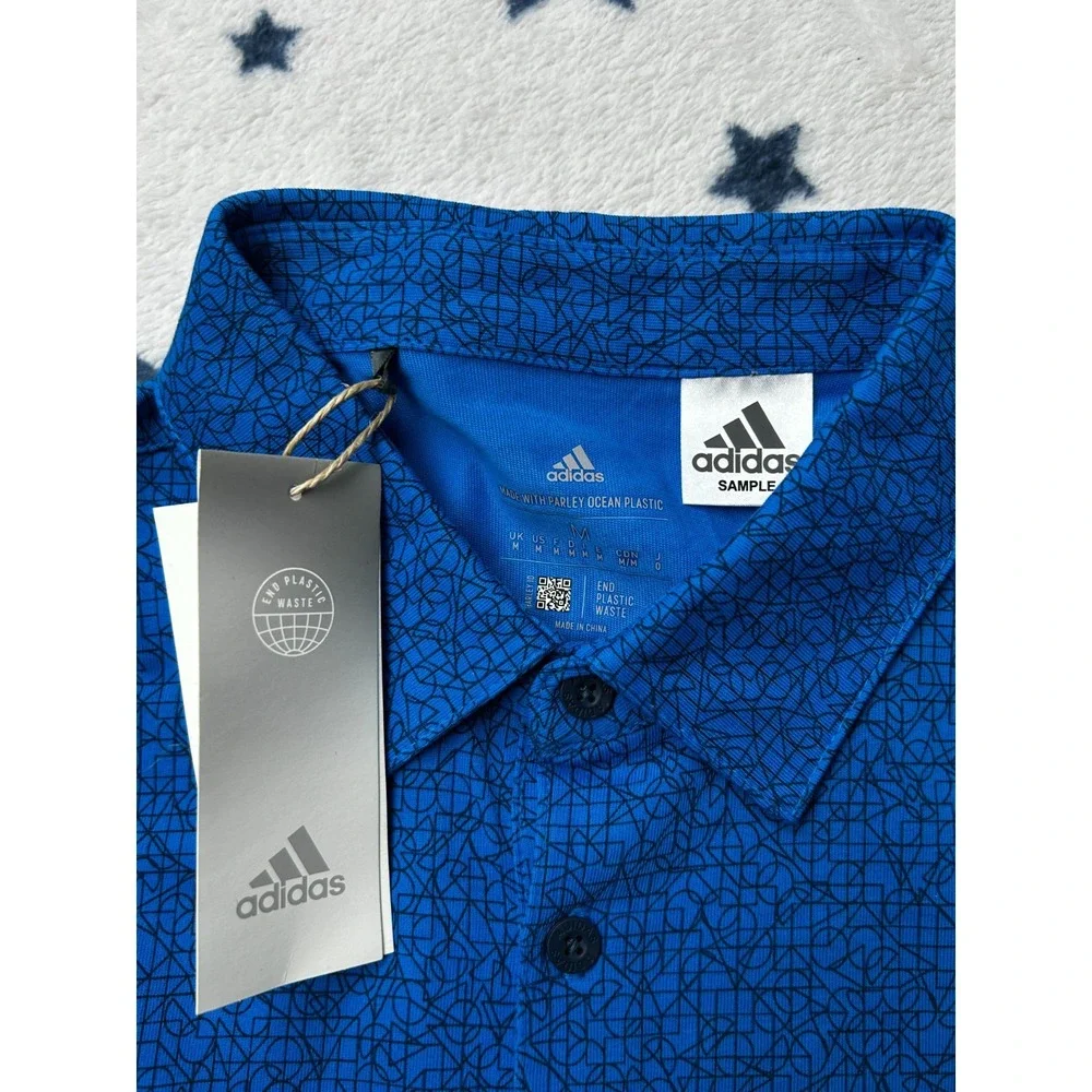 Adidas Golf Polo Shirt Mens Medium Blue Parley Performance NWT Golf Polo